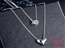 Foto van Sieraden love heart shape s925 double layer geometric pendant necklaces for women bijoux statement n
