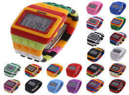 Foto van Horloge hot children s watches digital led chic unisex colorful constructor blocks sports kids wrist