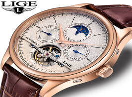 Foto van Horloge reloj lige men watch mechanical tourbillon luxury fashion brand leather male sport watches a