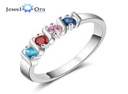 Foto van Sieraden jewelora customized 4 birthstone finger ring personalized diy zirconia wedding rings for wo
