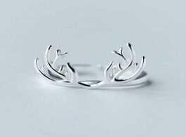Foto van Sieraden 925 sterling silver animal deer antlers rings for women christmas gift ring open jewelry vr