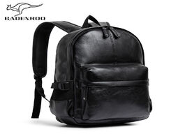 Foto van Tassen badenroo brand leather men backpack school bag for college simple design laptop rucksack casu