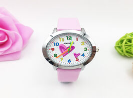 Foto van: Horloge fashion children s watches colorful number heart cartoon quartz watch girl pink leather pret