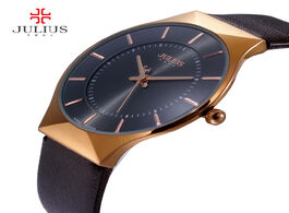 Foto van Horloge men watches luxury brand julius ultra thin full genuine leather clock male waterproof casual