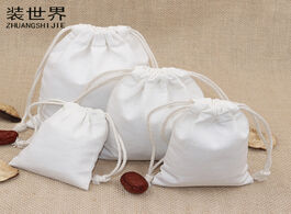 Foto van Tassen 5pcs lot 10 14.5cm canvas bag pouch wholesale logo print drawstring white gift bags candies f