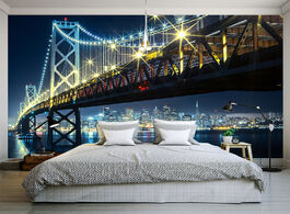 Foto van: Woning en bouw custom photo wallpaper 3d bridge river city night view wall mural living room bedroom