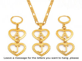 Foto van Sieraden anniyo put 2 letters customized letter name necklace earrings jewelry sets hawaiian heart w