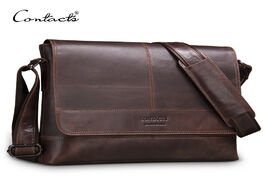 Foto van Tassen contact s genuine leather men shoulder bag for laptop briefcase crossbody bolsos man messenge