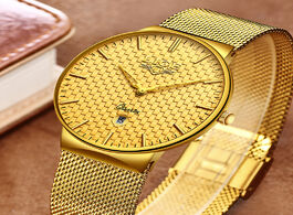 Foto van Horloge lige fashion mens watches top brand luxury ultra thin quartz watch men steel mesh strap wate