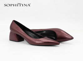 Foto van Schoenen sophitina mature classics women s pumps high square heel cow leather career pointed toe sli