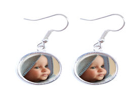 Foto van Sieraden personalized custom earrings photo mum dad baby children grandpa parents designed gift for 