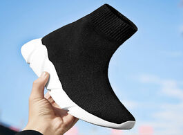 Foto van Schoenen mwy breathable ankle boot women socks shoes female sneakers casual elasticity wedge platfor