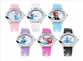 Foto van Horloge 10 units lot wholesales kids with diamond elsa anna watches for girls clock leather watch bi