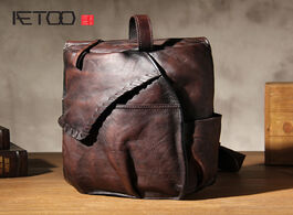 Foto van Tassen aetoo men s leather chest bag planted cowhide retro do old hand held stiletto