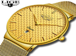 Foto van Horloge relogio masculino lige fashion mens watches top brand luxury ultra thin quartz watch men ste