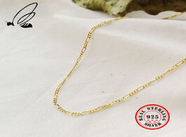 Foto van Sieraden 100 s925 sterling silver necklace gold color figaro chain unisex fine collares jewelry bijo