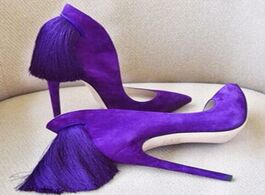 Foto van Schoenen moraima snc pointed toe back tassel decoration pumps slip on high heel fringed dress shoes 
