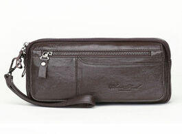 Foto van Tassen men leather clutch purse wallet wristlet zipper handbags coin phone card carrier organizer ho