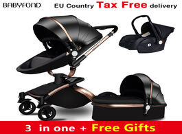 Foto van Baby peuter benodigdheden babyfond 3 in 1 luxury eu stroller leather two way shock absorption carria