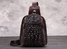 Foto van Tassen yiang men vintage genuine leather crocodile travel shoulder cross body messenger sling pack c