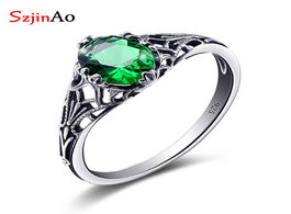 Foto van Sieraden szjinao real 925 sterling silver finger ring women emerald fashion jewelry vintage charms a
