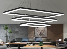 Foto van Lampen verlichting rectangular modern led pendant lights living room bedroom dining black white brow