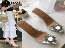 Foto van Schoenen hot 2020 luxury women pumps transparent high heels sexy pointed toe slip on wedding party b
