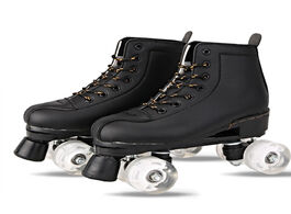 Foto van Sport en spel japy artificial leather roller skates double line women men adult two skating shoes pa