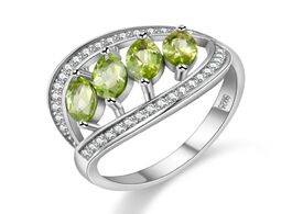 Foto van Sieraden almei natural green peridot 925 sterling silver leaves rings for women ring with stone wedd