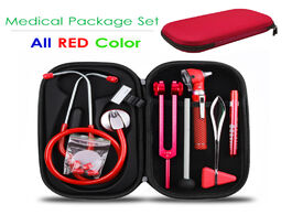 Foto van Schoonheid gezondheid red home medical health monitor storage case kit with stethoscope otoscope tun