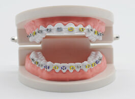 Foto van Schoonheid gezondheid lab study orthodontic model ortho metal bracket arch wire ligature tie dental