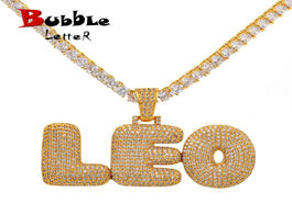 Foto van Sieraden custom name bubble letters chain pendants necklaces men s zircon hip hop jewelry with 4mm g