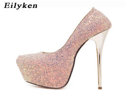Foto van Schoenen eilyken women pumps bling personality sexy 16 cm high heel temperament heeled shoes round t