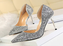 Foto van Schoenen bigtree shoes new women pumps sexy high heels gold kitten sliver wedding ladies white stile