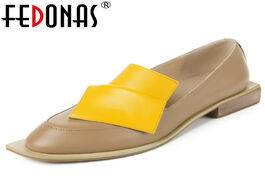 Foto van Schoenen fedonas brand 2020 fashion women round toe square heels shallow pumps mixed colors genuine 