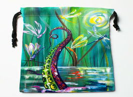 Foto van Tassen high quality custom dragonfly paint printing storage bag drawstring gift satin bags 18 22cm c