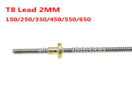 Foto van Bevestigingsmaterialen 1pc threaded rod t8 lead screw pitch 2mm length 150 250 350 450 550 650mm for