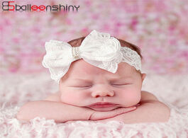 Foto van Baby peuter benodigdheden balleenshiny white lace crystal bow girl headbands elastic hair accessorie