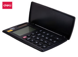 Foto van Computer deli e39219 portable calculator pocket mini small 8 digit cover battery solar dual power