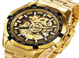 Foto van Horloge winner watch men skeleton automatic mechanical gold vintage man mens forsining top brand lux