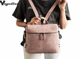 Foto van Tassen simple style rivet backpack women pu leather backpacks for teenage girls school bags fashion 