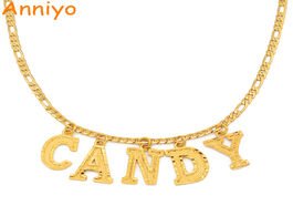 Foto van Sieraden anniyo up to 5 letter customize capital letters pendant necklaces personalized name gold co