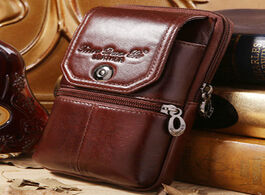 Foto van Tassen men genuine leather cowhide cell mobile phone case cover skin vintage belt hip fanny bag wais