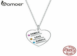 Foto van Sieraden bamoer engraved heart pendant necklace for women 925 sterling silver family chain necklaces