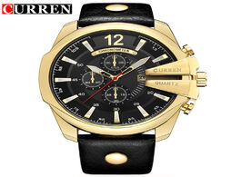 Foto van Horloge curren 2018 men s watches top brand luxury fashion quartz watch golden male clock leather ho