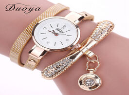 Foto van Horloge duoya brand bracelet watches for women luxury gold crystal fashion quartz wristwatch clock l