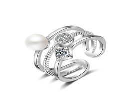 Foto van Sieraden xiyanike 925 sterling silver rings multi layer pearl jewelry cz zircon resizable trendy for