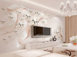 Foto van Woning en bouw custom wallpaper wall cloth modern creative 3d diamond pink ribbon silk painting livi