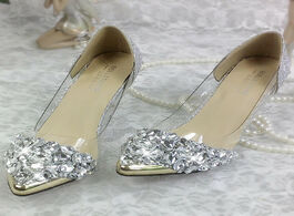 Foto van Schoenen silver crystal wedding shoes biling sequin pearl beaded rhinestone pointed toe women sandal