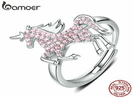 Foto van Sieraden bamoer licorne moon horse free size rings for women 925 sterling silver femme pegasus desig
